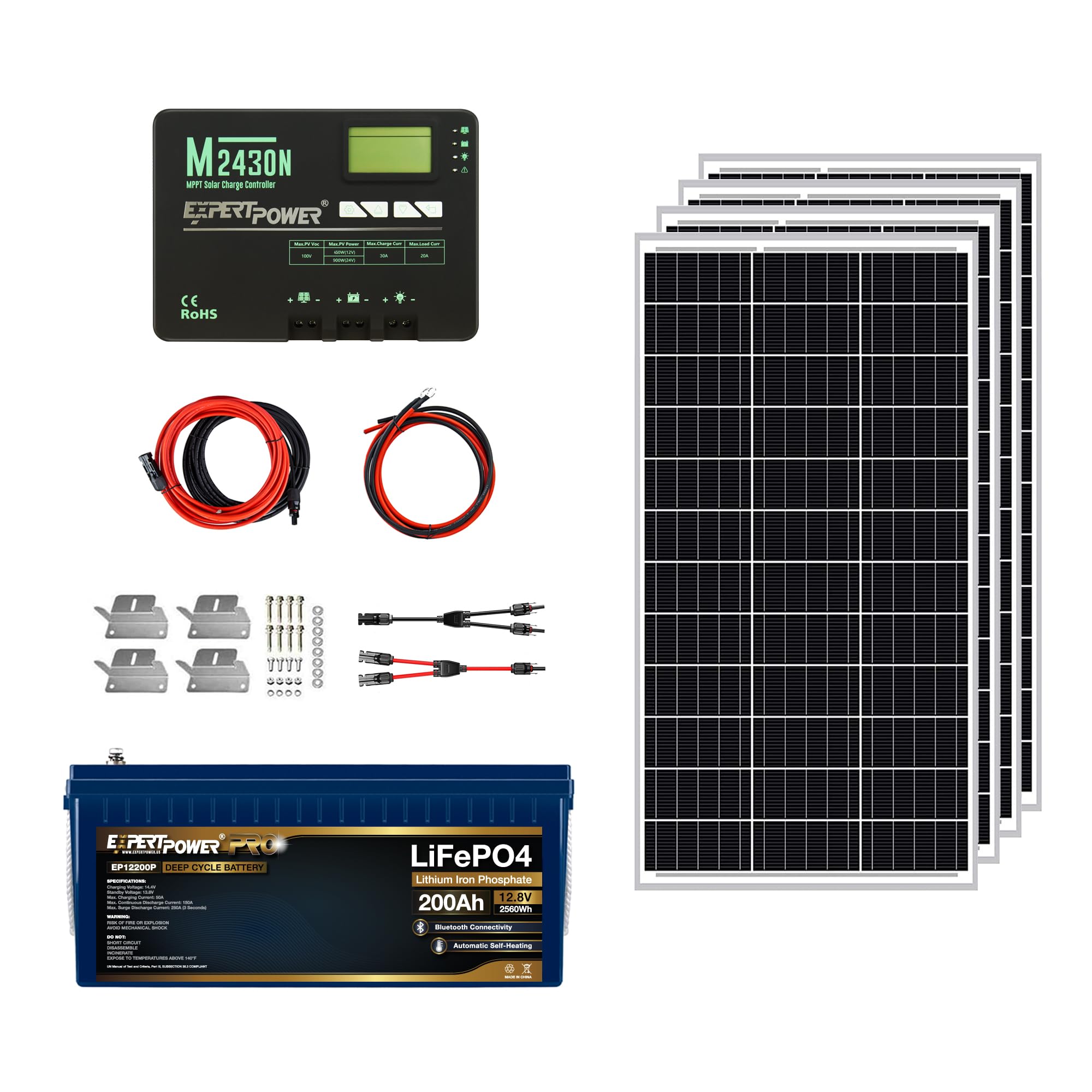 Amazon.com : ExpertPower 2.5KWH 12V Solar Power Kit | LiFePO4 12V